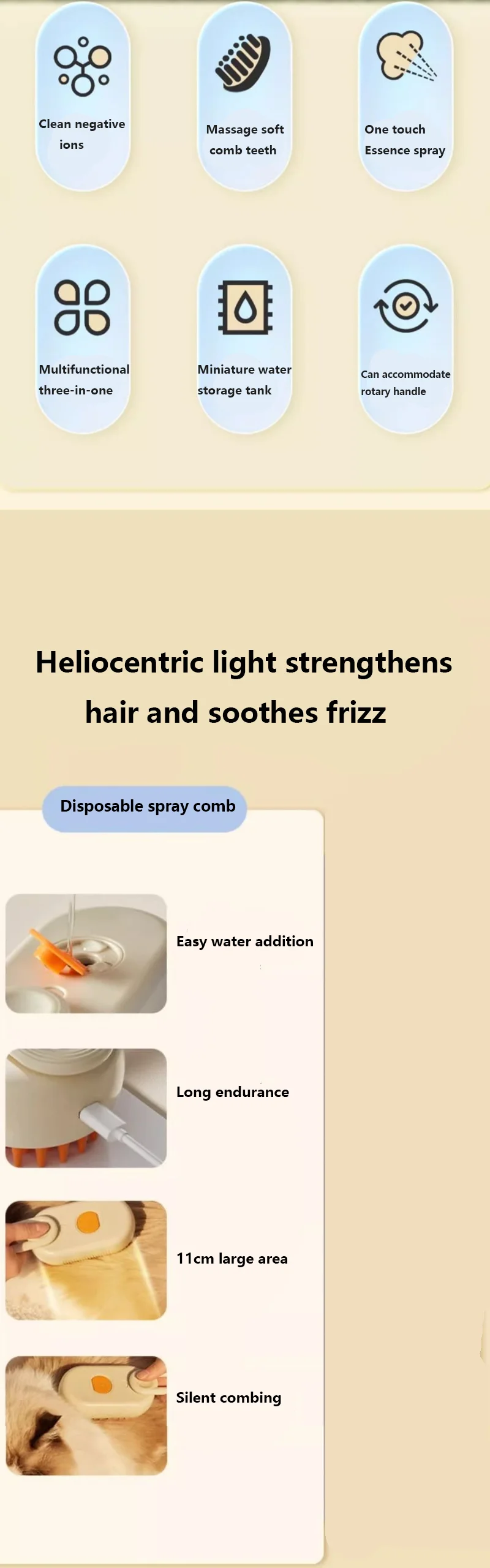 3-in-1 Dog Hair Brush Cat Hair Brush Steam Relaxing